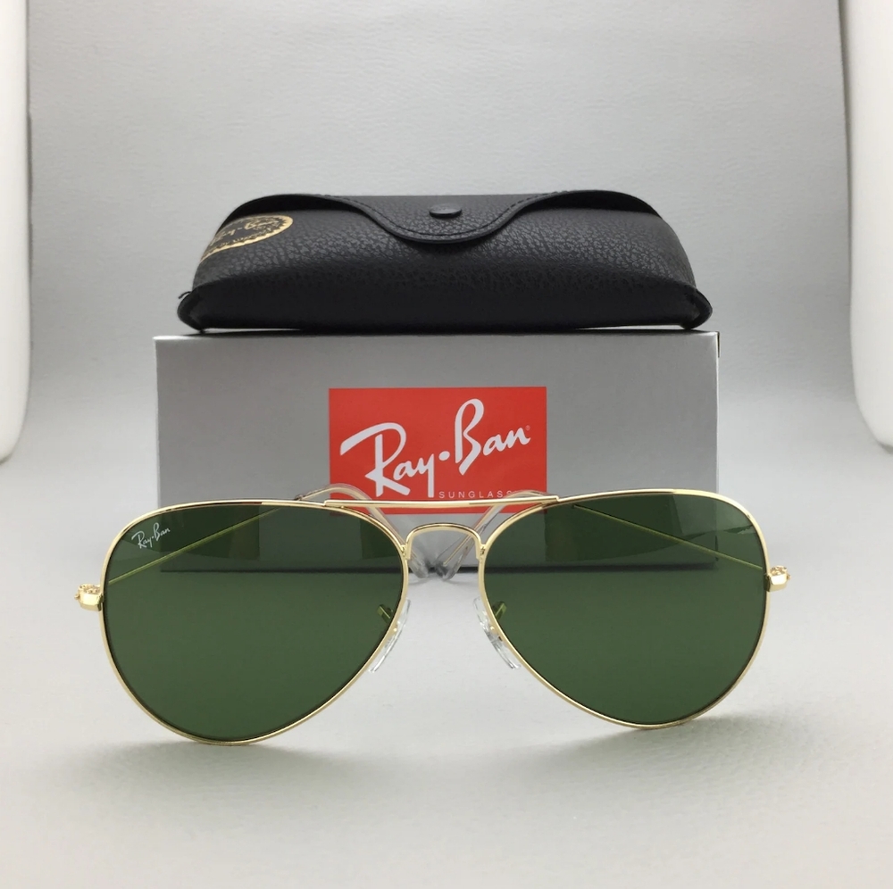 LIKE NEW RayBan Aviator RB3025 G15 Green Lens Ray ban Sunglasses - Picture 3 of 13